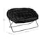 Flash Furniture Eleanor 56-in Portable Folding Double Saucer Chair in Black Faux Fur w/a Black Steel Frame FV-FDS-001-BK-BK-GG - alternate 3